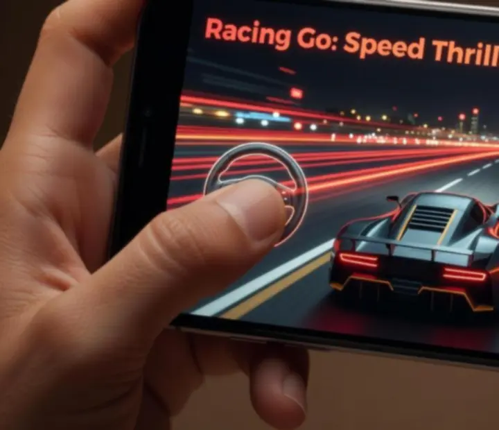 Racing Go: Speed Thrills mobil érintőképernyős vezérlési kiosztás grafitszürke háttéren