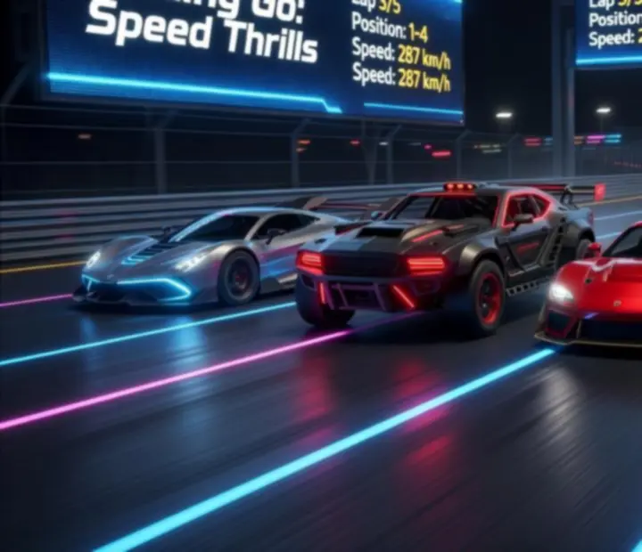 Multiplayer verseny több autóval valós idejű küzdelemben